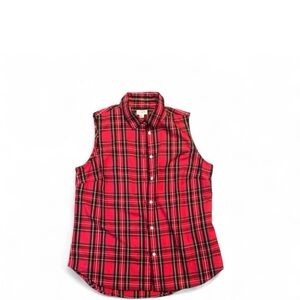 J. Crew Red Plaid Sleeveless Button Down Shirt
